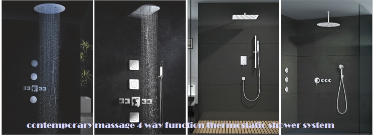 Contemporary Massage 4 Way Function Thermostatic Jet Shower System